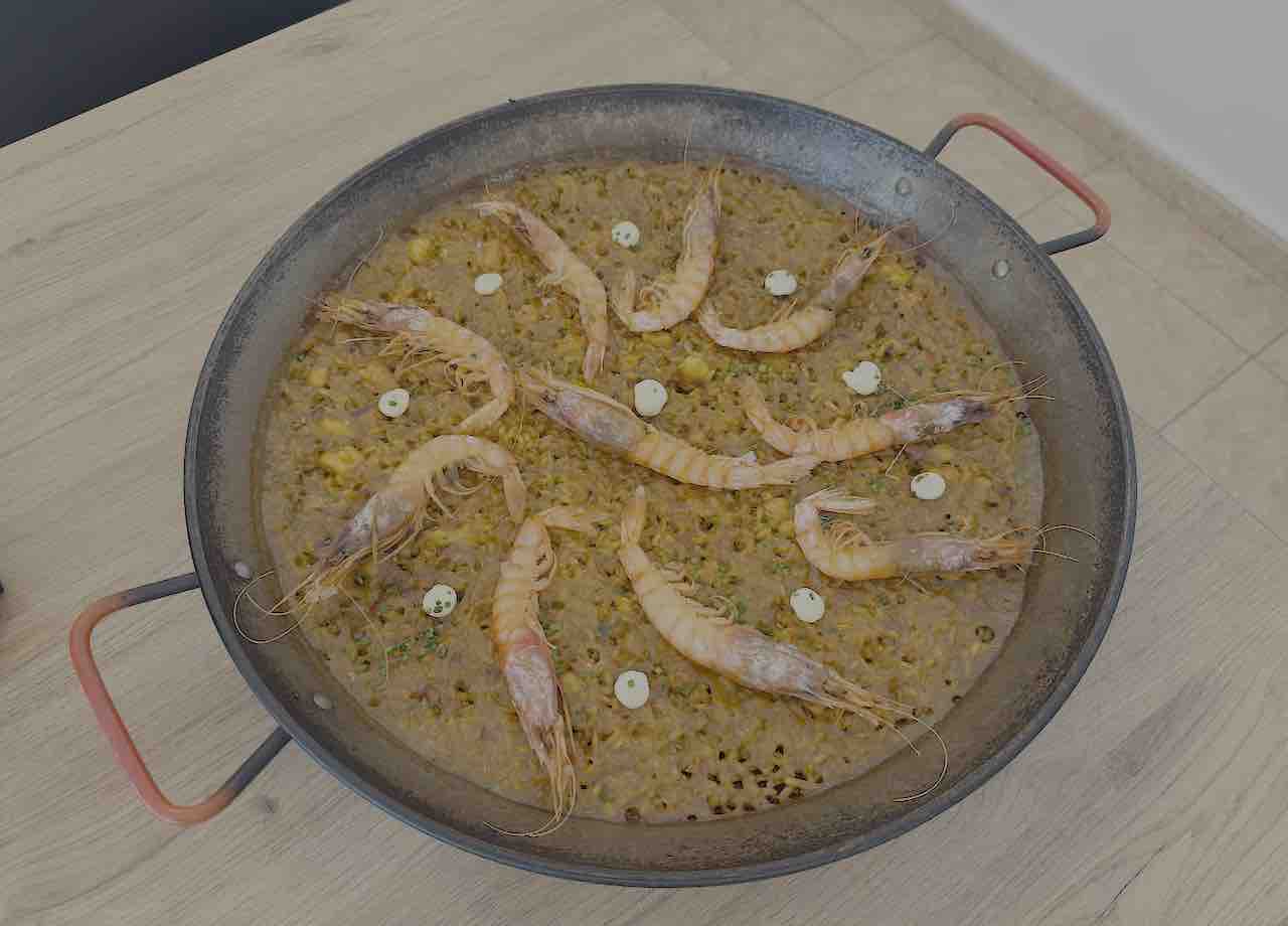 Arroz seco de gamba roja de la Arrocería La Jibia en Muriedas (Camargo, Cantabria)