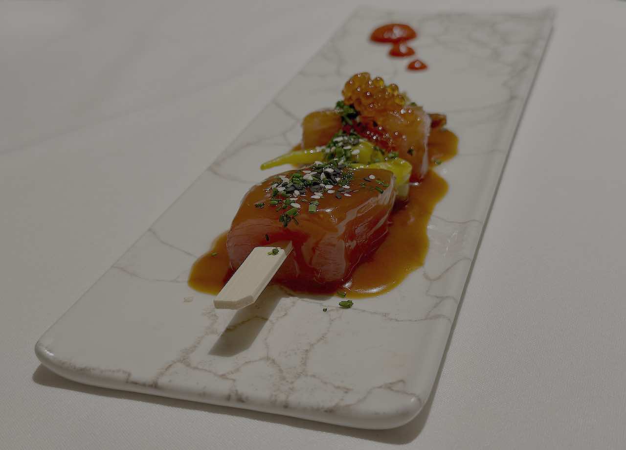 Gilda de bonito con piparra, anchoa y aceituna